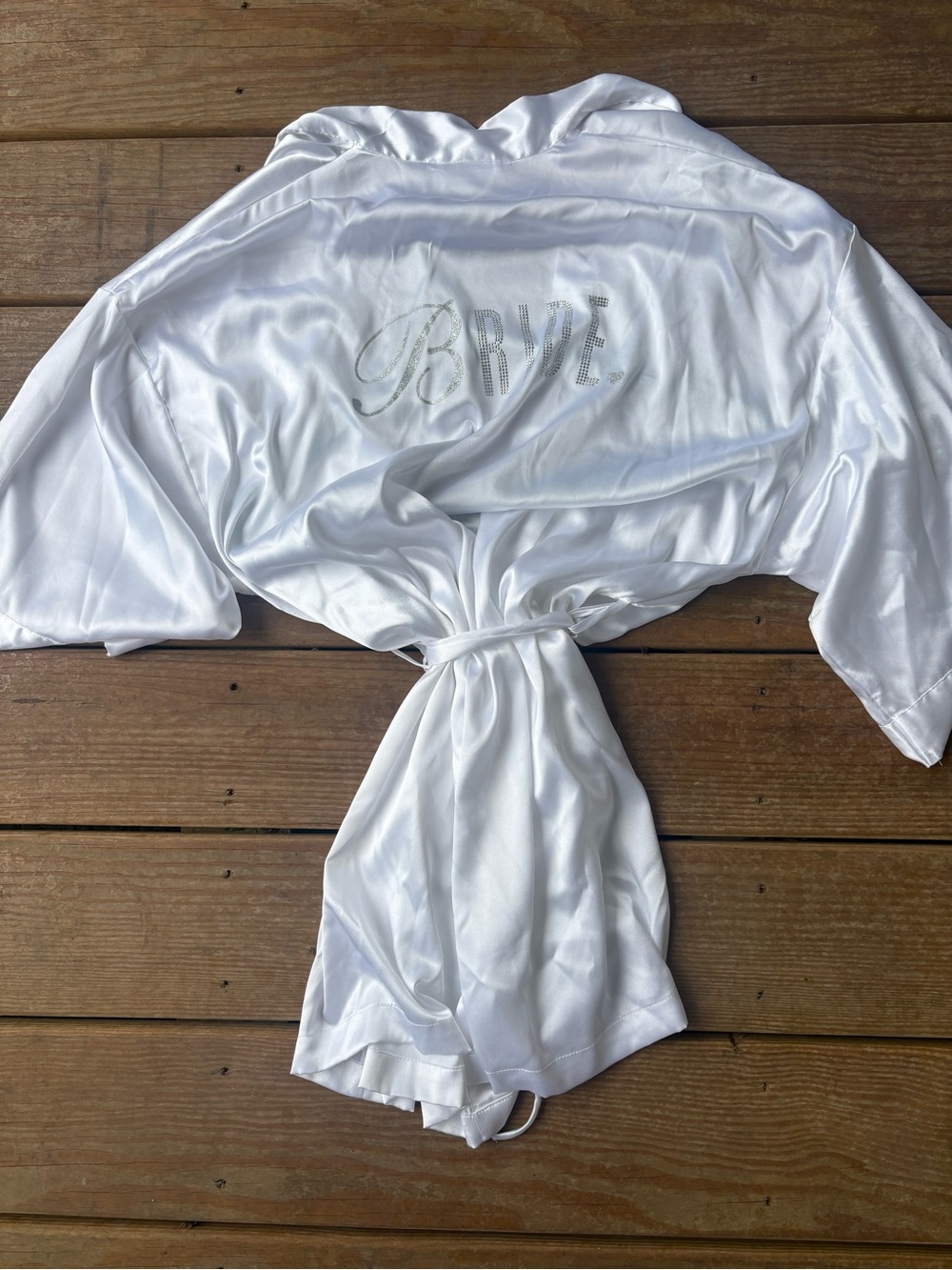 Victoria's Secret White Satin 'Bride' Robe with Rhinestone Detail